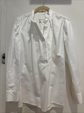 White Long-Sleeve V-Neck Blouse